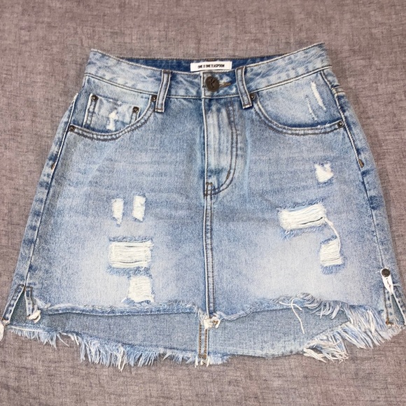 One Teaspoon denim high waist super fitted shirt 2020 mini skirt size 25 - Picture 1 of 8